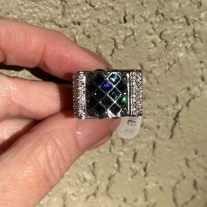 Camille Lucie Sapphire Double Band Mosaic Statement Ring